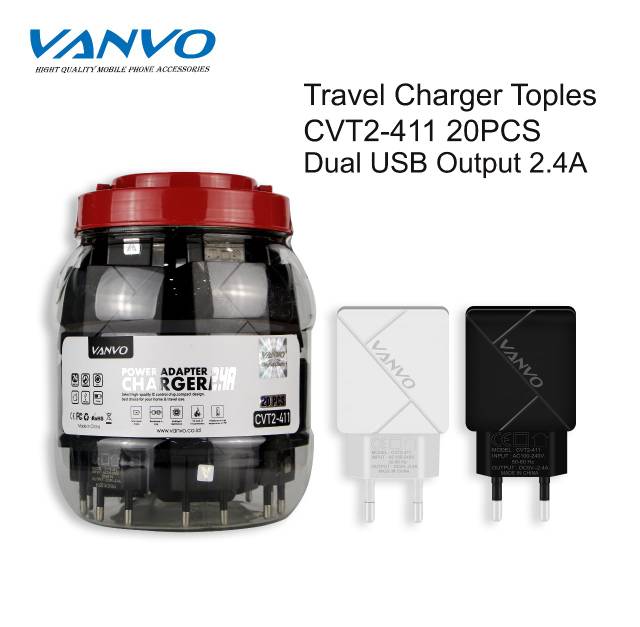 Kepala Batok Charger Vanvo 2.4 A CVT2-411 Original