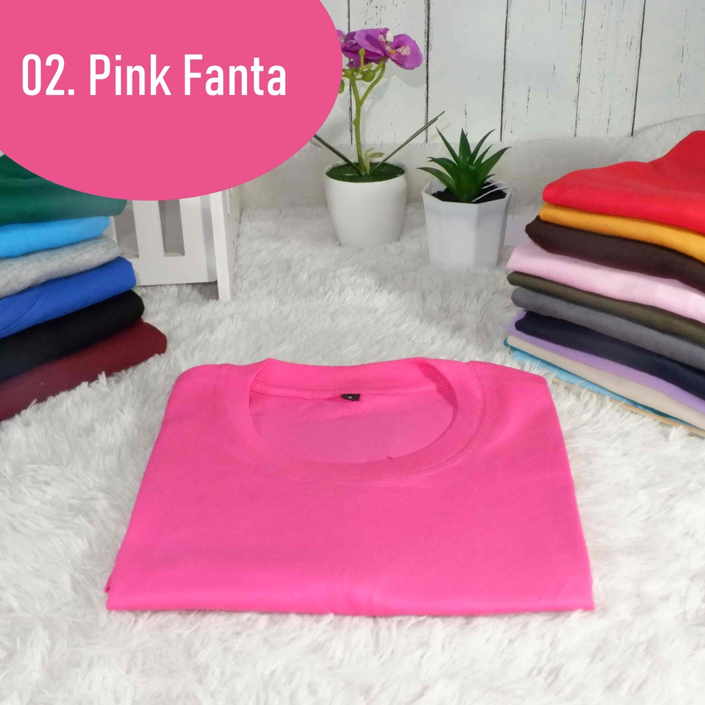KAOS TSHIRT T-SHIRT BAJU PRIA POLOS BASIC KATUN COTTON COMBED 30S 30 S WARNA PINK FANTA
