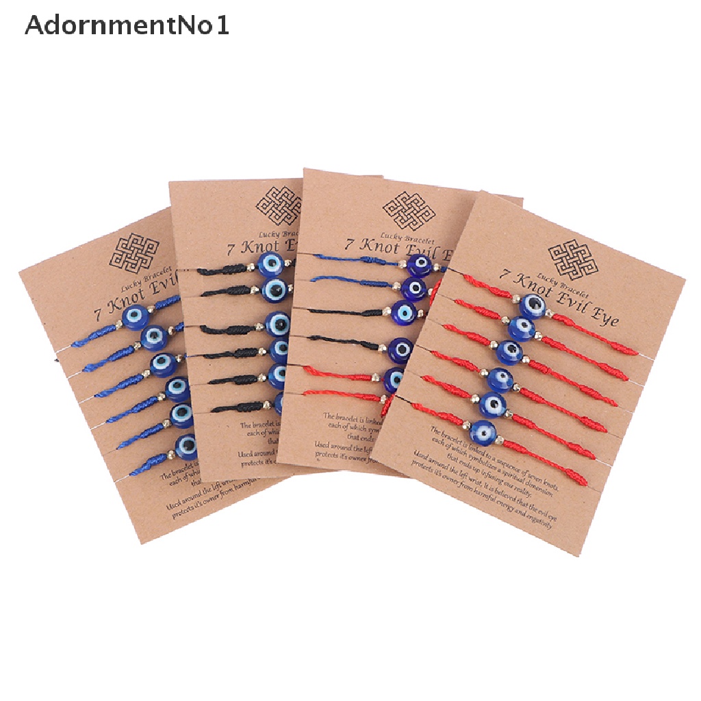 (AdornmentNo1) 6pcs / set Gelang Tangan Tali Kepang Aksen Manik-Manik Mata Iblis Untuk Perhiasan Wanita