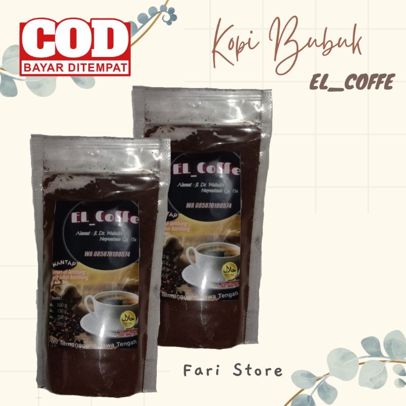 

new kopi bubuk original El_Coffe murah kopi murni khas Temanggung coffe ORI termurah ga bikin kembung kopi tanpa ampas gilus mix handmade dari biji kopi pilihan ready stok gratis cod free ongkir tanpa pengawet tahan lama kopi giling Fari Store Pekalongan