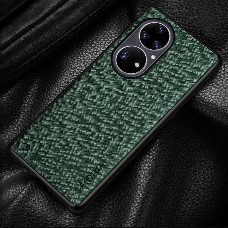 HUAWEI P50 PRO SOFT CASE CANVAS CROSS PATTERN COVER SILICONE SOFTCASE - BLACK