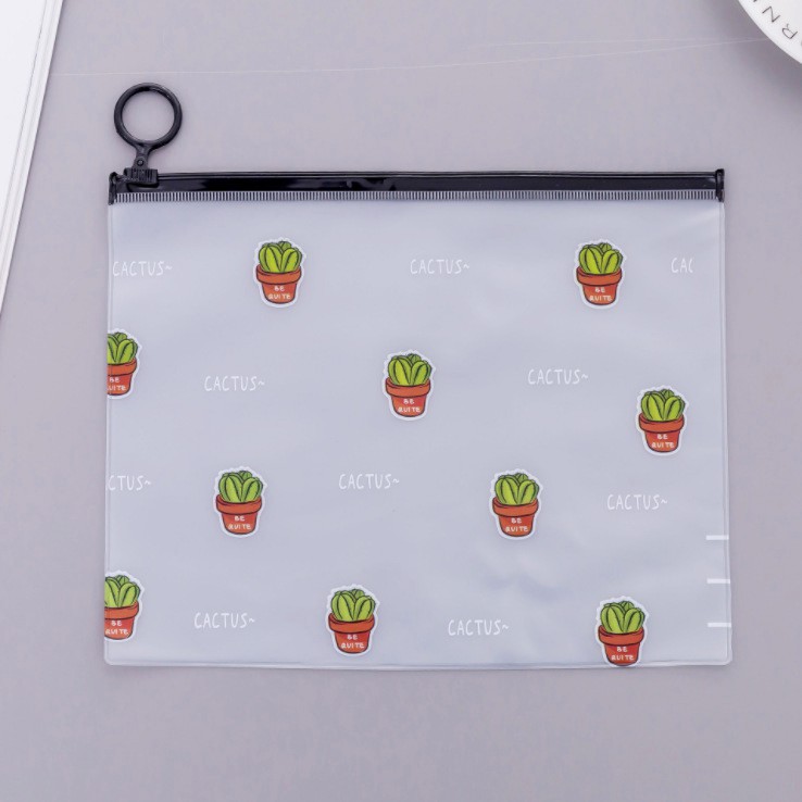 MURMURE.ID | ZIPPER BAG CACTUS - ZIPLOCK MOTIF KAKTUS - STORAGE BAG TEMPAT PENSIL TRANSPARAN PC006-BANYAK CACTUS