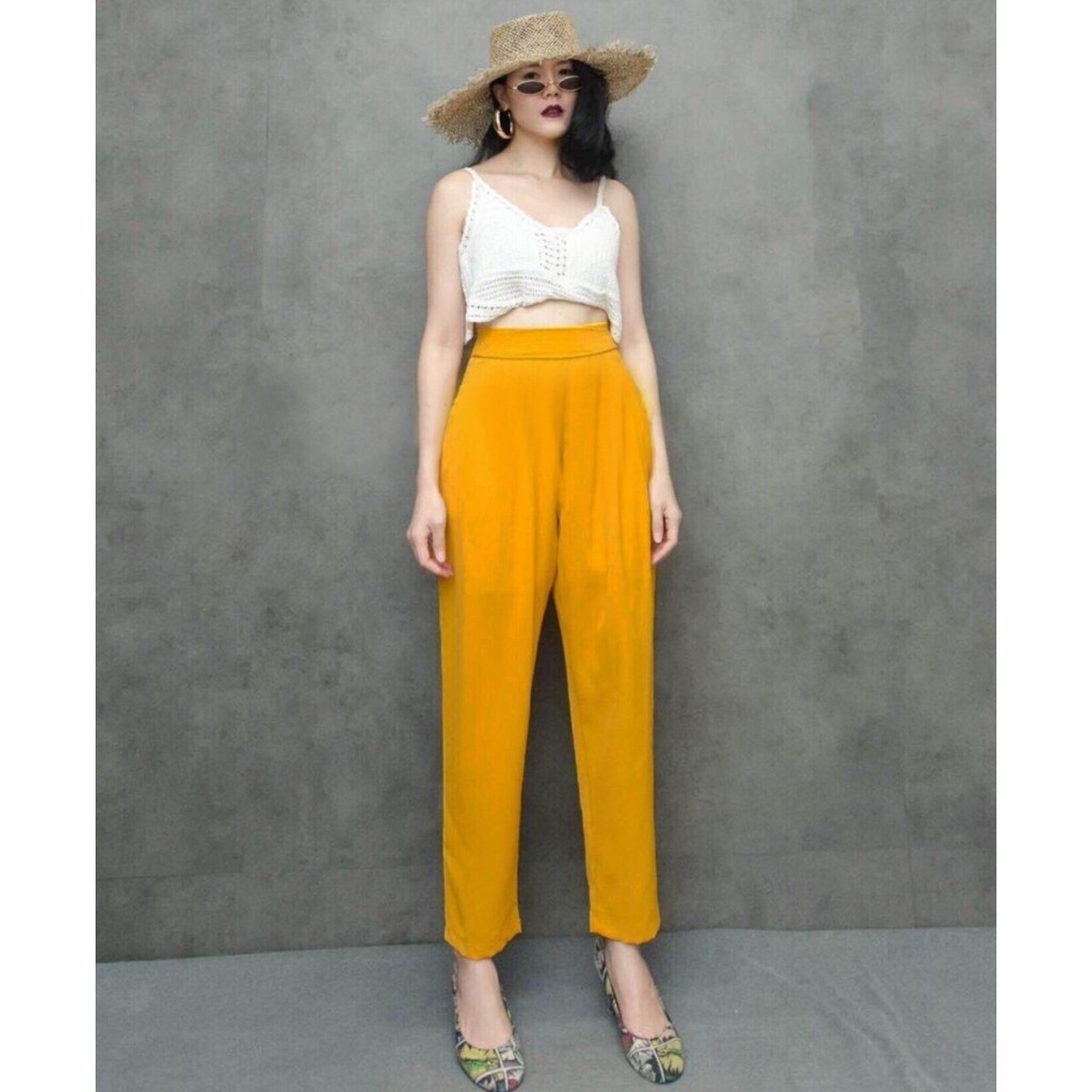 FGI-C7720 Import Celana Wanita Drape casual Pants Highwaist Celana Kantoran Celana Panjang Kain