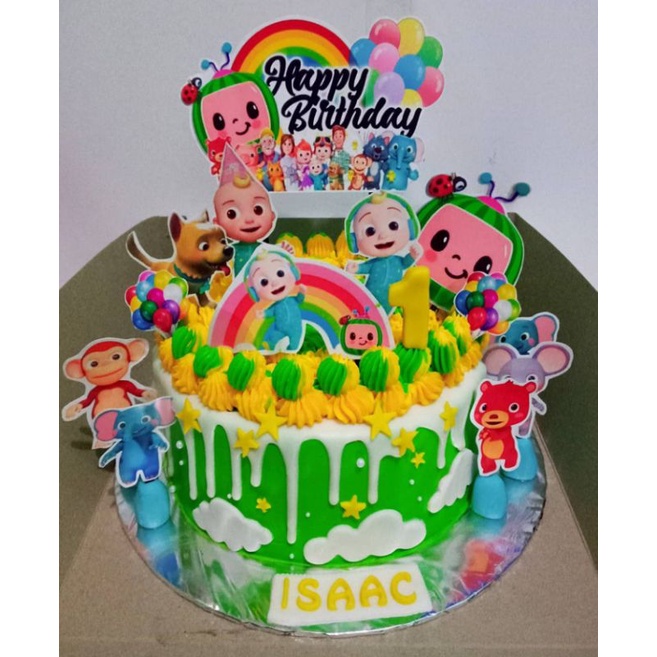 Kue ulang tahun Cocomelon / Kue ultah / Kue tart / Kue cocomelon - Blackforest - Topper - Fondant