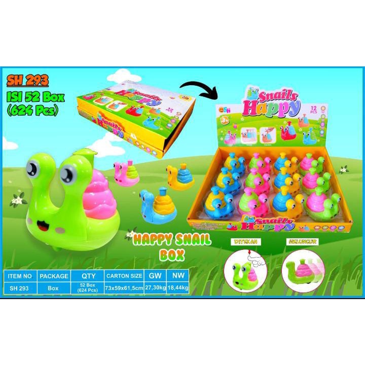 SH293 - Mainan Siput tekan Meluncur Happy Snail box sh 293