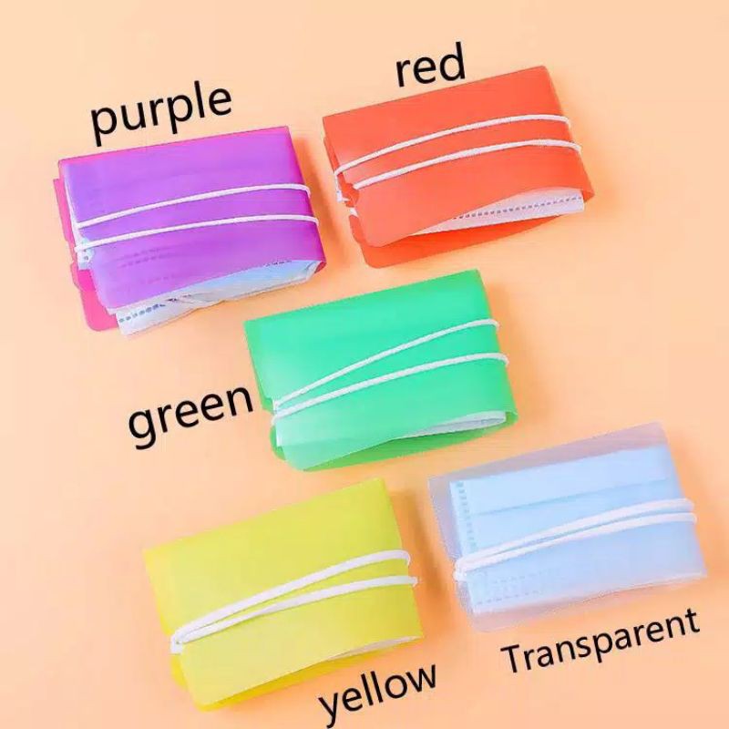 dompet tempat penyimpanan masker/kotak mask ins lipat warna warni transparan