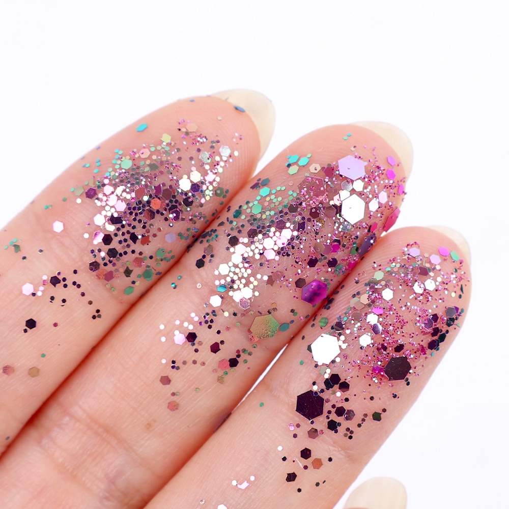 1 Kotak Payet Glitter Bentuk Hexagon 3D Untuk Dekorasi Nail Art