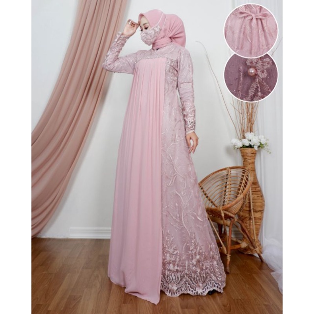 Gamis tasya //  tile premium bordir // combi ceruty // kebaya orizinal // kode NK