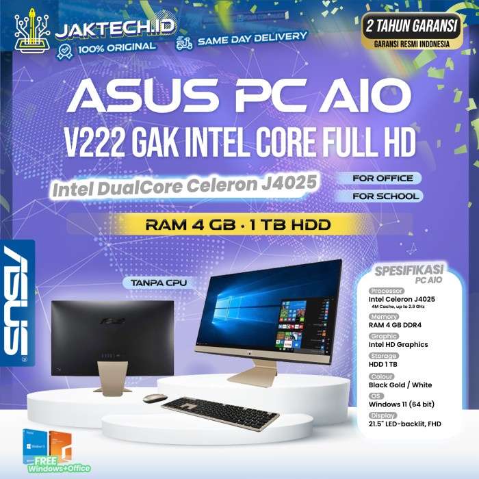 PC ASUS All In One V222 Intel Core i3 SSD 512 / HDD 1 TB Win11 / 22&quot;