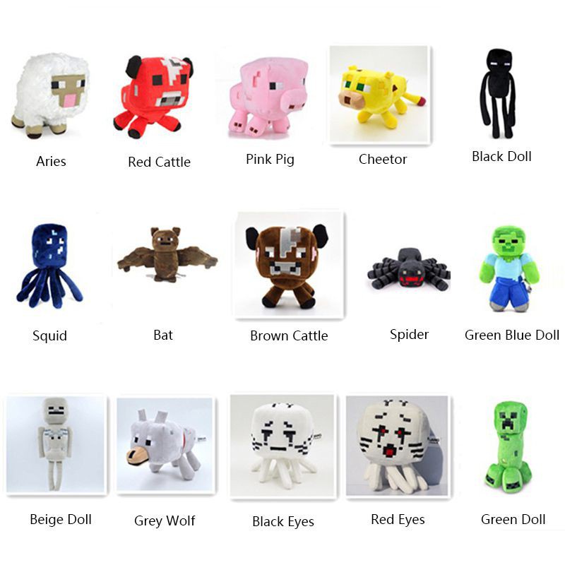 15-22 cm Permainan Kartun Boneka Mainan Merayap Enderman Serigala Lembut Mewah Plushie Boneka Mainan Hadiah Natal Untuk Anak-Anak