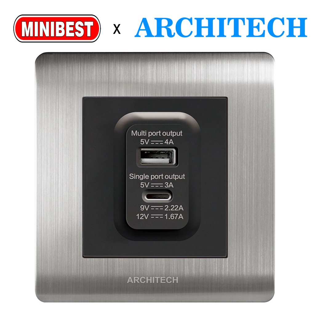 MINIBEST ARCHITECH PLATINUM B9 SILVER / SAKLAR USB / STOP KONTAK COLOKAN B9 NEW 2.3