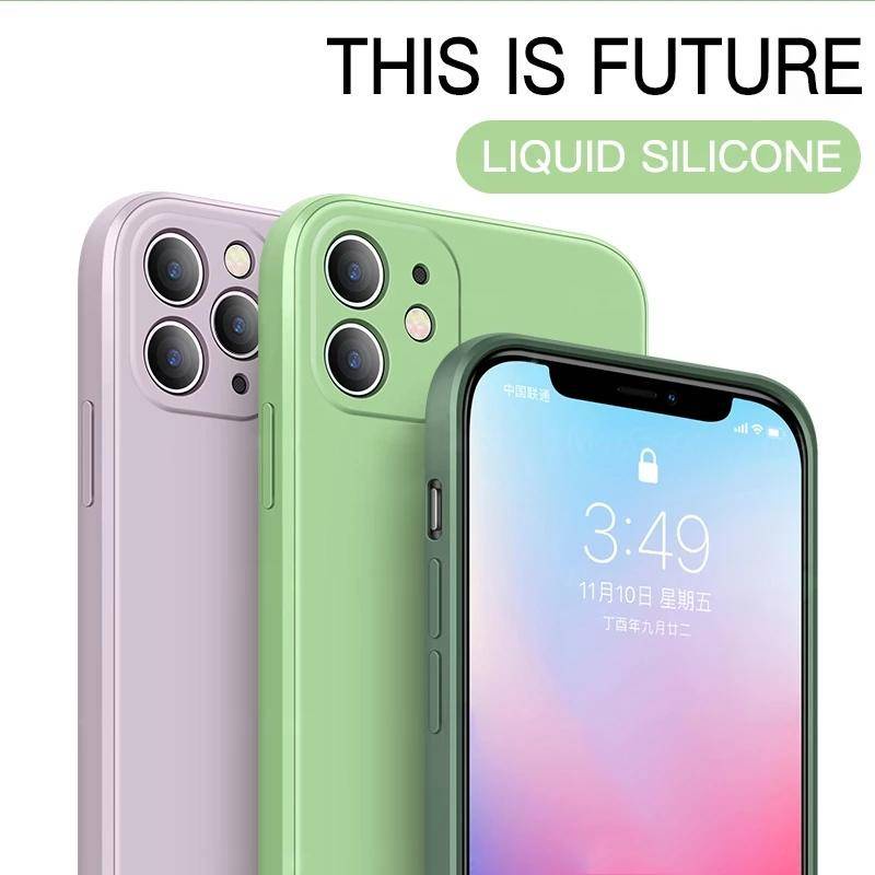 Case Pelindung Bahan Silika Gel Cair Sudut Kanan Untuk XiaoMi RedMi 8A 9 10 RedMi Note 7 8 9 9s 10 Pro