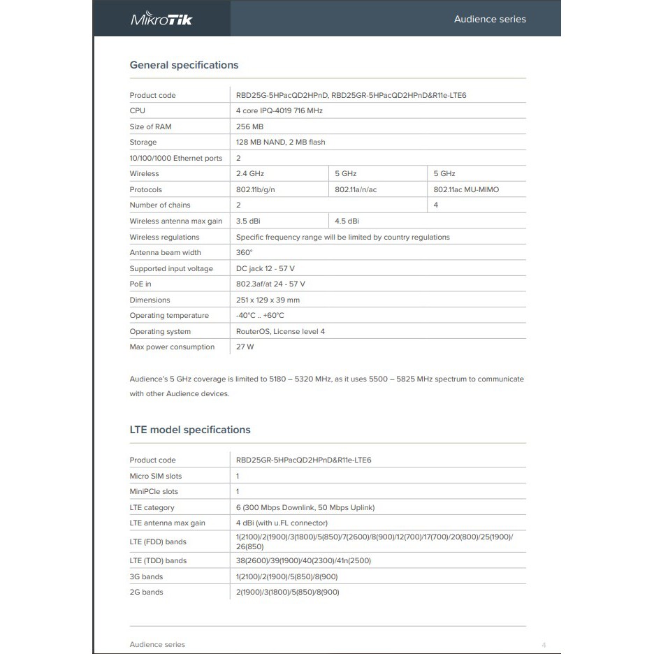 MikroTik Audience RBD25G 5HPacQD2HPnD