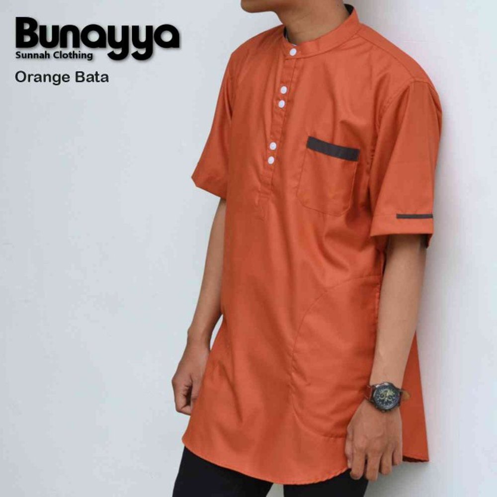 Jual Baju Koko Pria Kurta indonesia Bunayya - Orange  BTA



