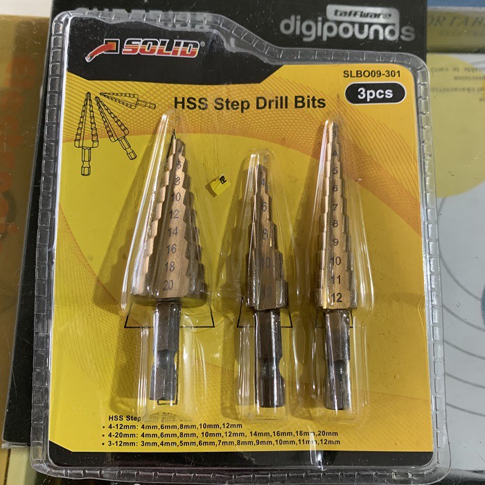 Mata Bor Pagoda Set 3pc 12mm Mata Bor Pagoda Multi Step Cone Drill