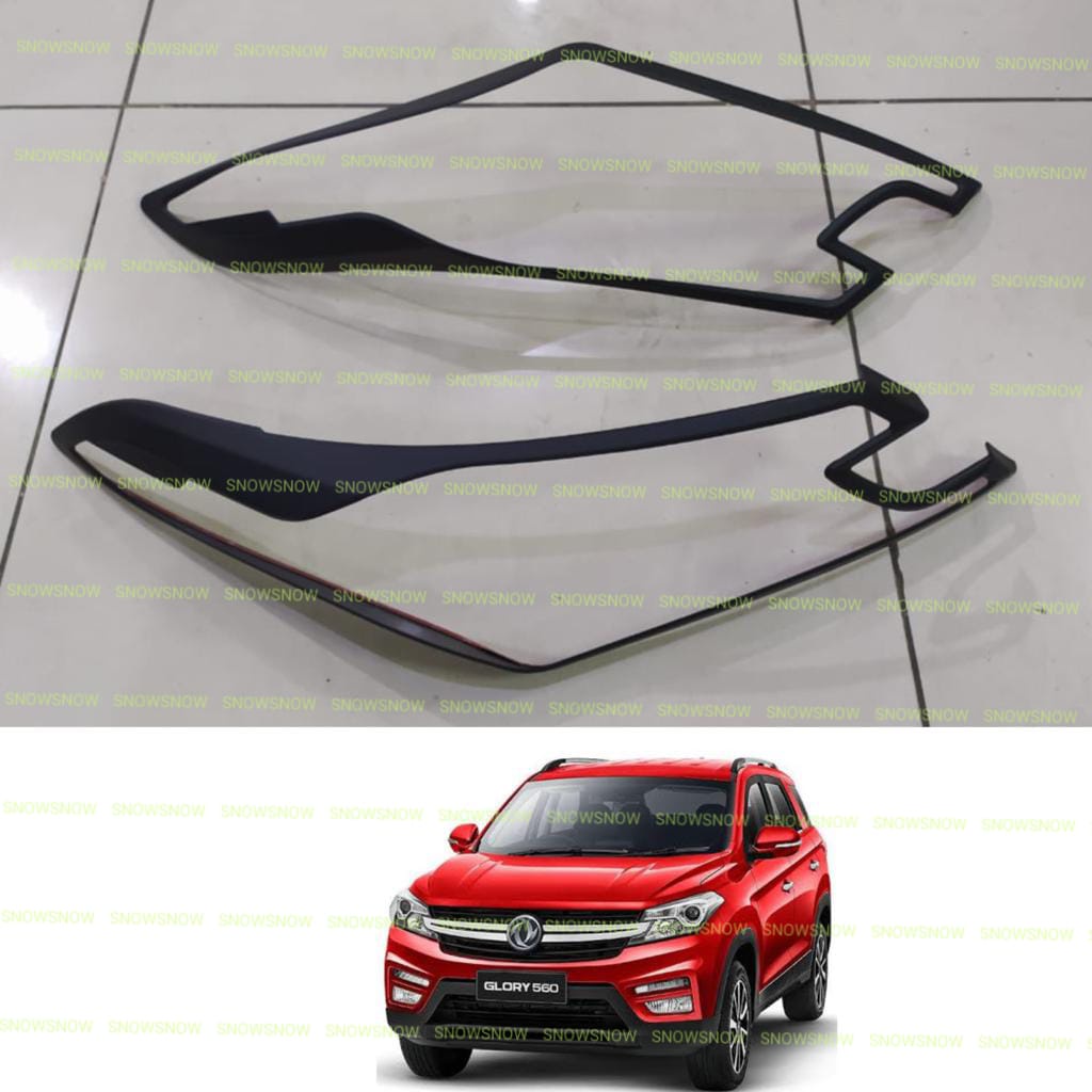 Garnish Lampu Depan DFSK Glory 560 2019 2022 UP Hitam Chrome