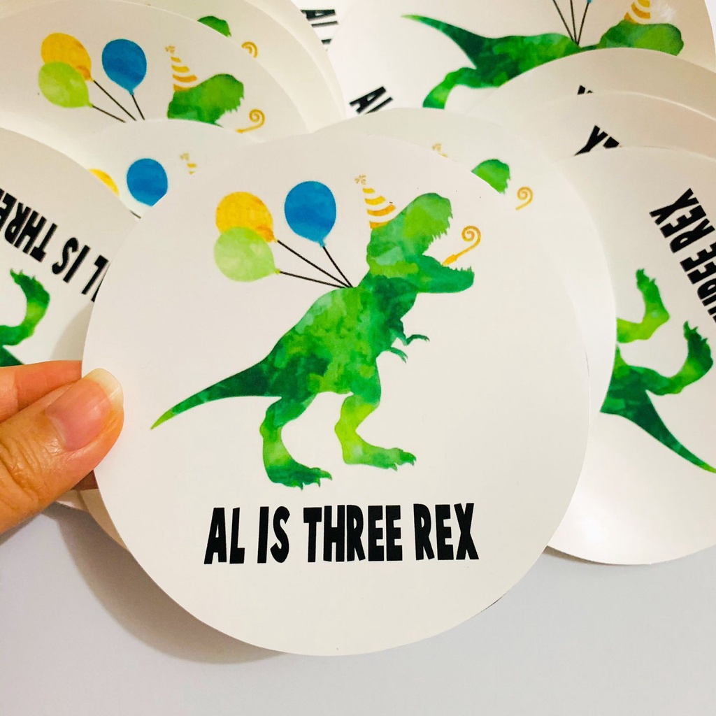 

Dino Dinosaurus Siluet Hijau Sticker Birthday Souvenir / Tempelan Ulang Tahun Hampers