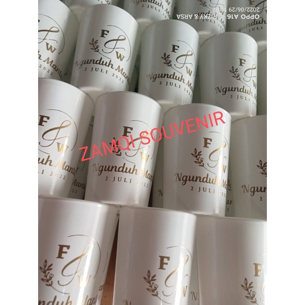 Souvenir Pernikahan Gelas Jamu Putih glossy