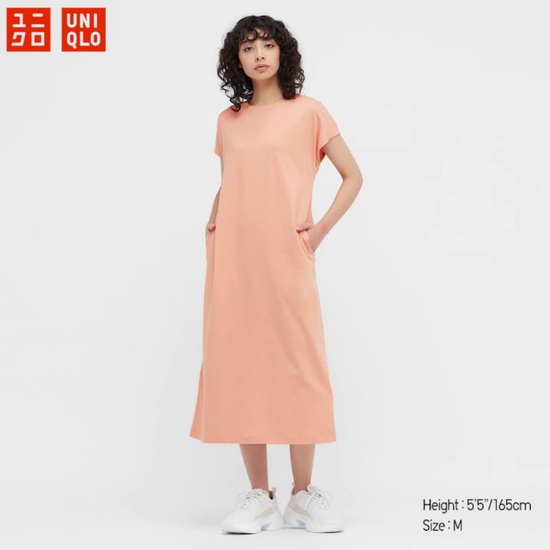 UNIQLO - Gaun Panjang Katun Lembut Lengan French