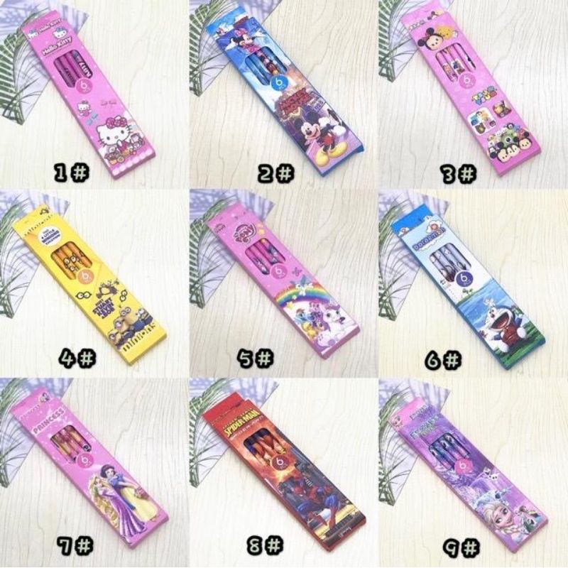 Pensil Motif Karakter Kartun Anak 6Pcs/Box