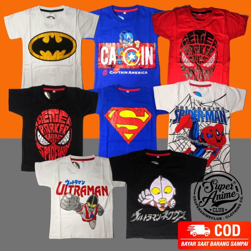 Kaos Anak Laki-Laki Baju Atasan Cowok Karakter Superhero Katun Distro Kekinian Murah