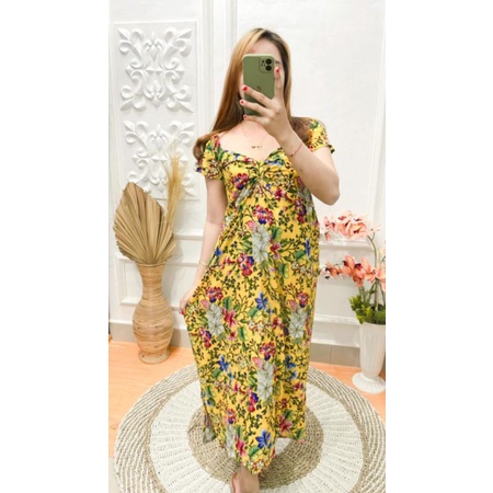 Daster Terbaru/ Dress  motif Bunga Kekinian / Daster Serut / Rayon Bali /Asli Pekalongan