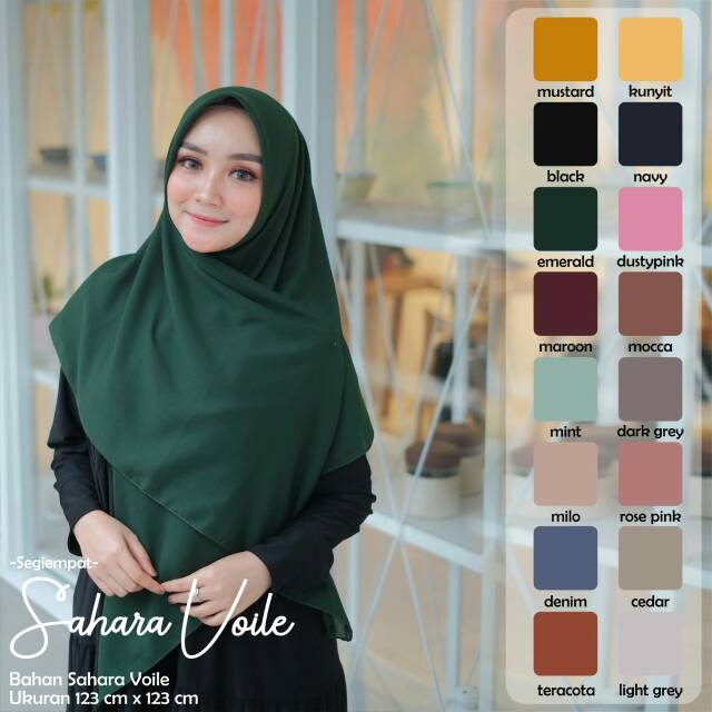 HIJAB SEGIEMPAT BAHAN VOAL HALUS - SAHARA VOIL