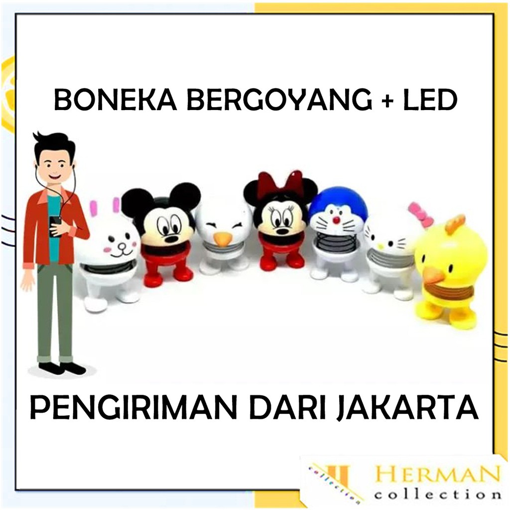 HC Aksesoris Boneka Bergoyang LED+NYALA Tempelan Mobil  