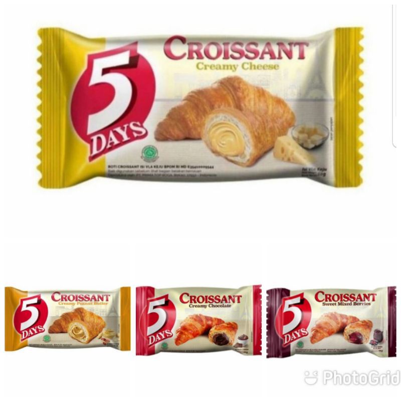 

5 Days Roti Croissant Chesee / Peanuts / Mix Berries // Chocolate || EXP juli 2025