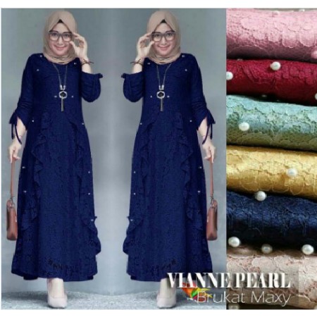 TERLARIS Ashanty Gown baju pesta Brokat Tabur mutiara velvet