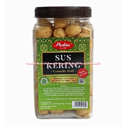 Probitas Sus Kering Crunch Puff 180gr Soes Kering Siap Makan Konsumsi Halal MUI Cemilan Kue Soes Kriuk Garing Pro Bitas Kemasan Toples Kaleng