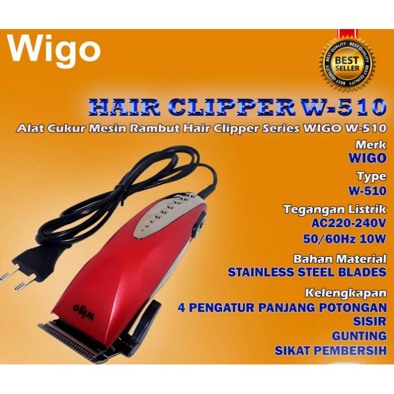 Wigo W- 510 , Cukur Rambut , Clipper , Mesin Potong Rambut