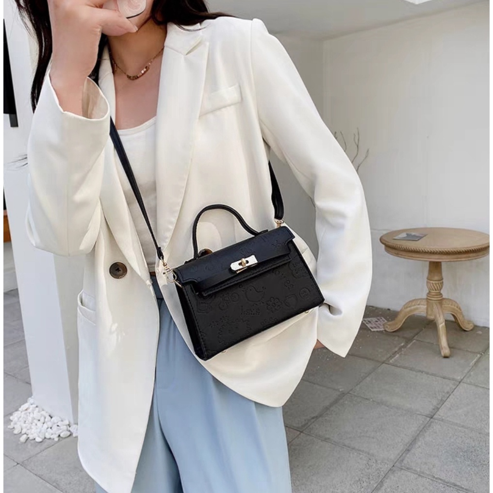 BJ31868 - BLACK/PINK/WHITE/YELLOW - TAS SLEMPANG JINJING TOTEBAG HANDBAG TAS WANITA FASHION IMPORT MODIS ELEGAN TERMURAH TERLARIS TERBARU BAGSTORE JAKARTA TAS BATAM CR7526 LT1868 JT83330