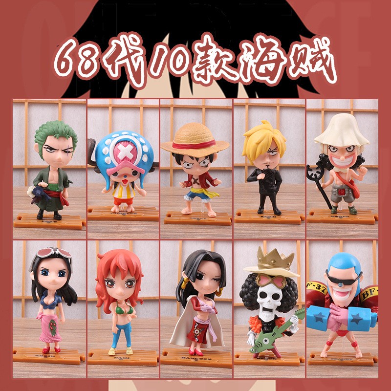 Pajangan action figure anime one piece isi 10pcs