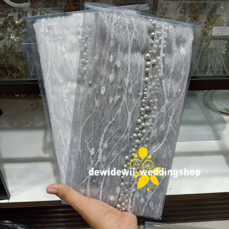 KERUDUNG PENGANTIN / VEIL MUTIARA MOTIF AKAR / VEIL