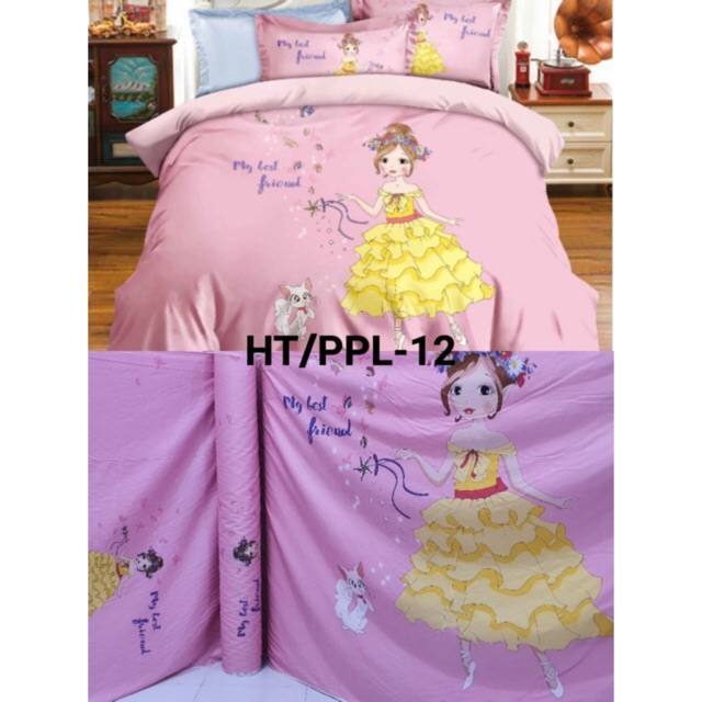 BIOSIBEDDING Sprei  Katun Jepang Motif  Anak LOL  Pink Kartun 