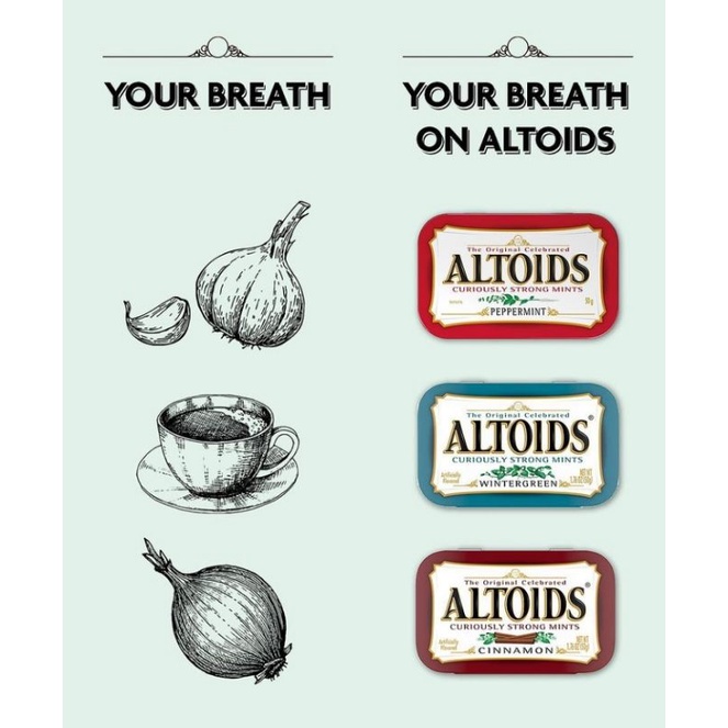 

Altoids sugar free Permen Tengorokan imported USA Peppermint