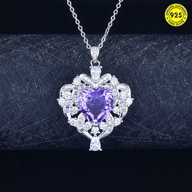 Cincin Dengan Liontin Kristal Amethyst Lavender Natural