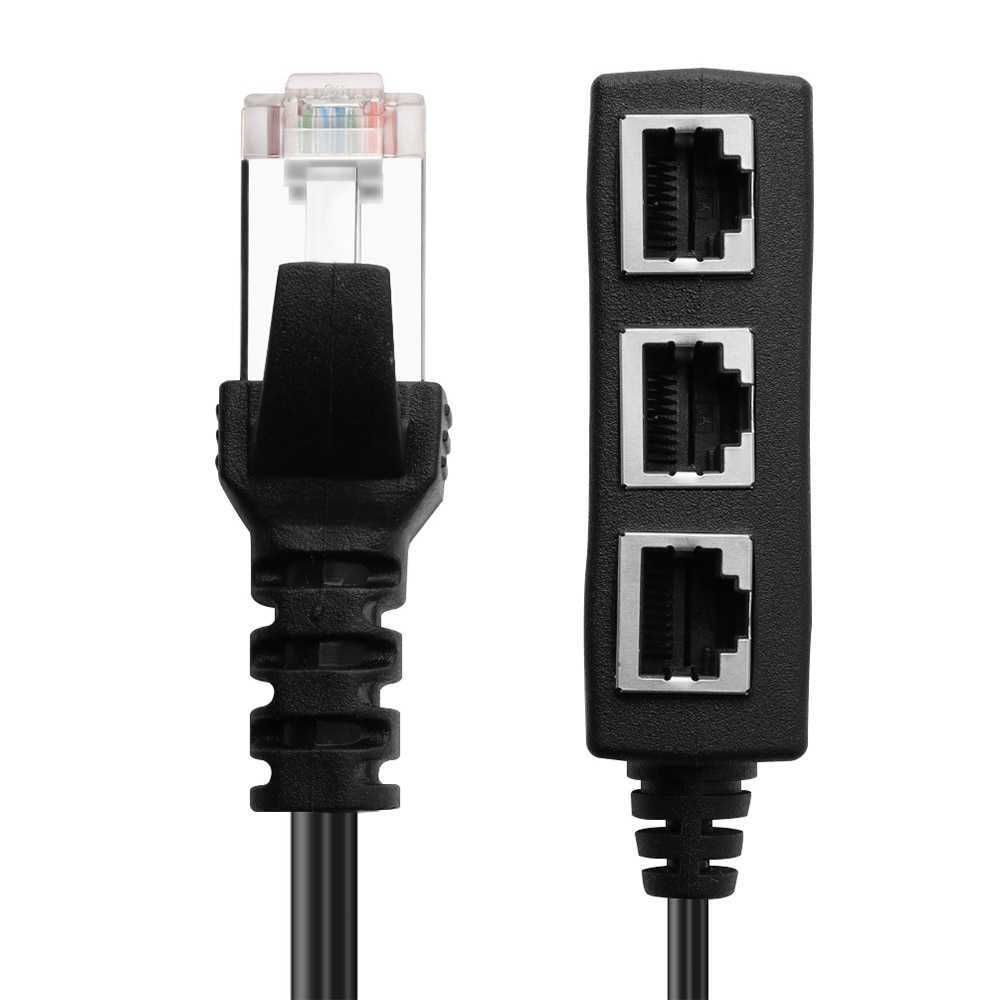 sell RJ45 LAN Ethernet Network Connector Splitter 1 to 3 - Hitam