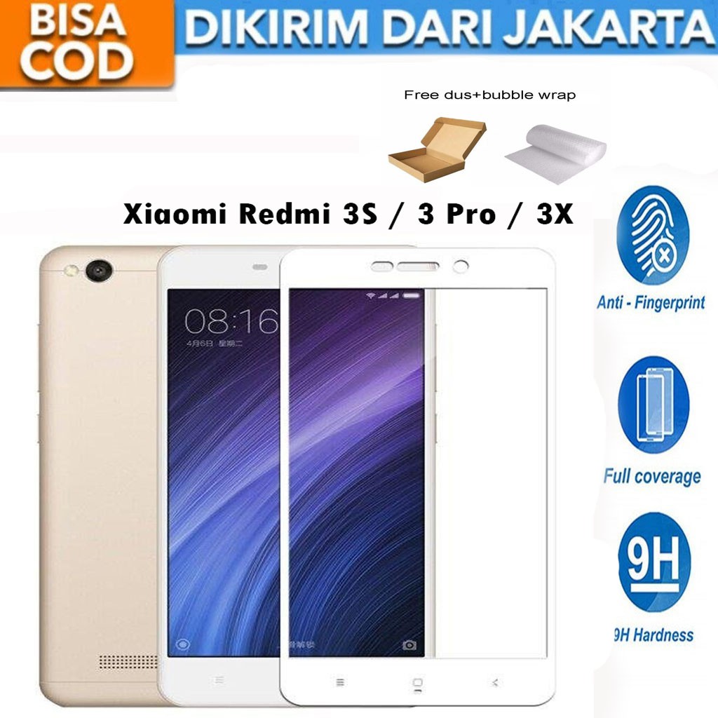 Tempered Glass Xiaomi Redmi 3S / Redmi 3 Pro Full Cover / Full Screen Screen Protector Anti Gores