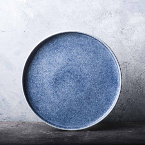Brewsuniq - Ravenna Blue High-rim Plate 10" / Piring Makan Keramik Jepang Cantik Unik Estetik Minima