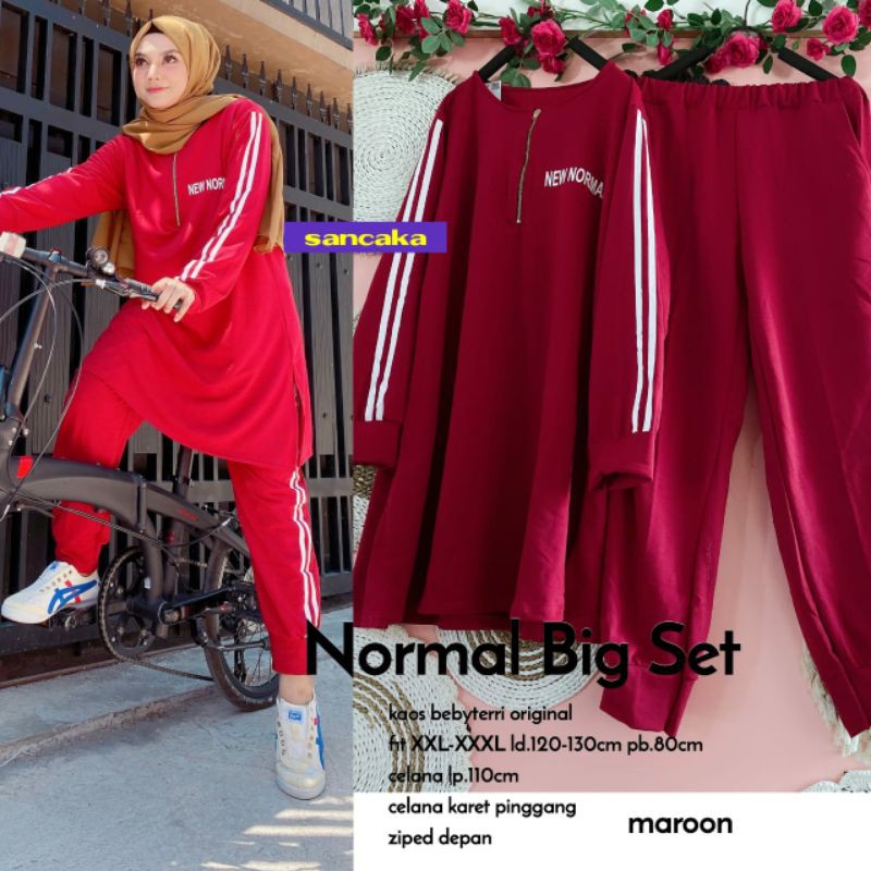SETELAN OLAHRAGA SETELAN MERAH PUTIH WANITA ALLSIZE SAMPAI JUMBO BAHAN HIGH QUALITY NORMAL JUMBO SET
