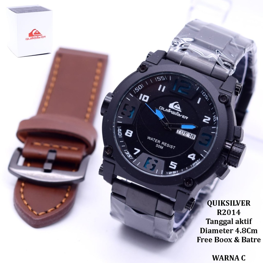 Jam Tangan Pria/Cowok QUIKSILVER R2014 Paket  tanggal aktif tali rantai