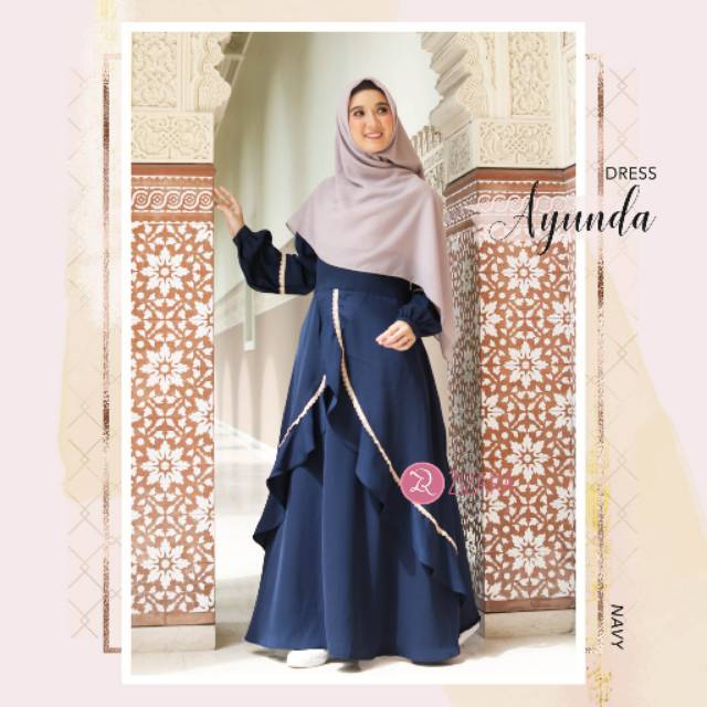 Ayunda dress by Zizara - Gamis Pesta Syari Premium Polos Renda - Zizara signature Original