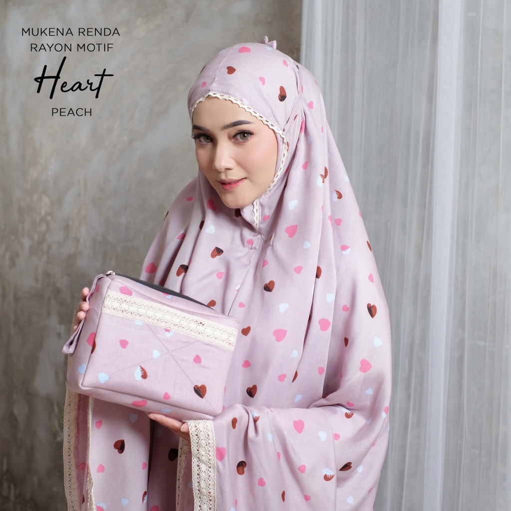 MUKENA BALI TASIK - MUKENA RENDA RAYON DEWASA MOTIF HEART