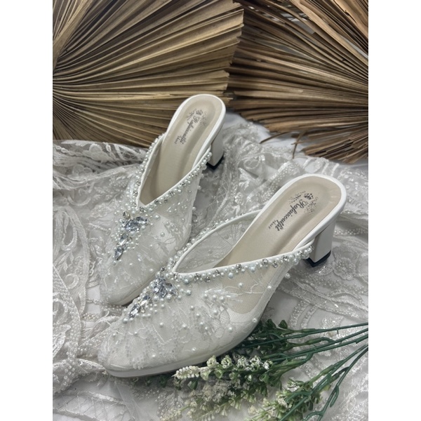 sepatu wanita wedding alena putih 7cm tahu