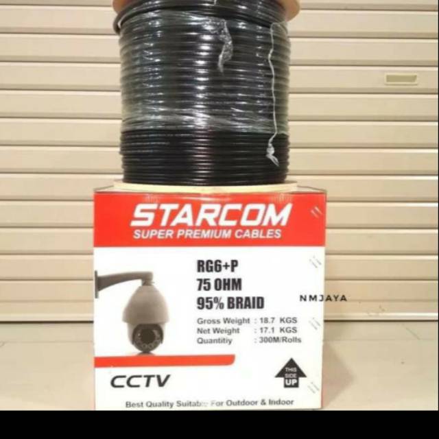 Kabel cctv 100meter rg 6 plus power hitam