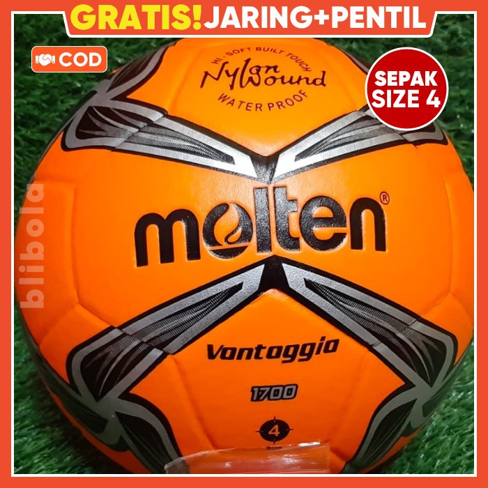 BOLA SEPAK KAKI MOLTEN SIZE 4 PRESS / bola size 4