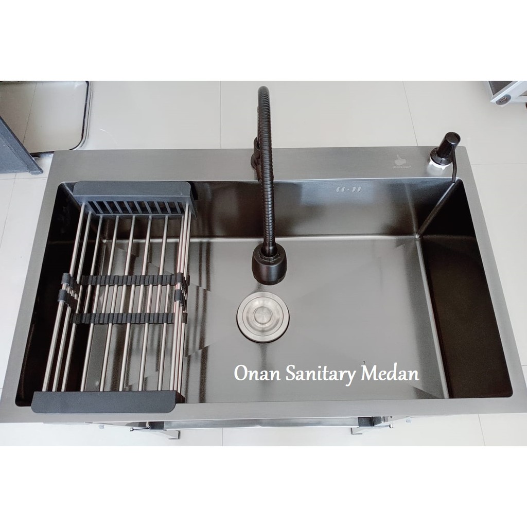 Kitchen Sink Golden Hand 8050 Black Minimalis Komplit