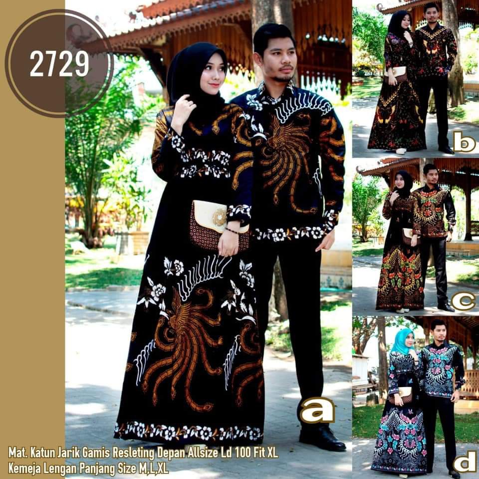 gamis batik kombinasi 2729/ couple batik gamis